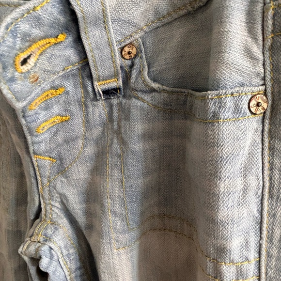 NWOT TRUE RELIGION LIGHT BLUE JEANS/SIZE 27US TALL/100%COTTON/FLARE/USA/LOW RISE - Picture 6 of 16